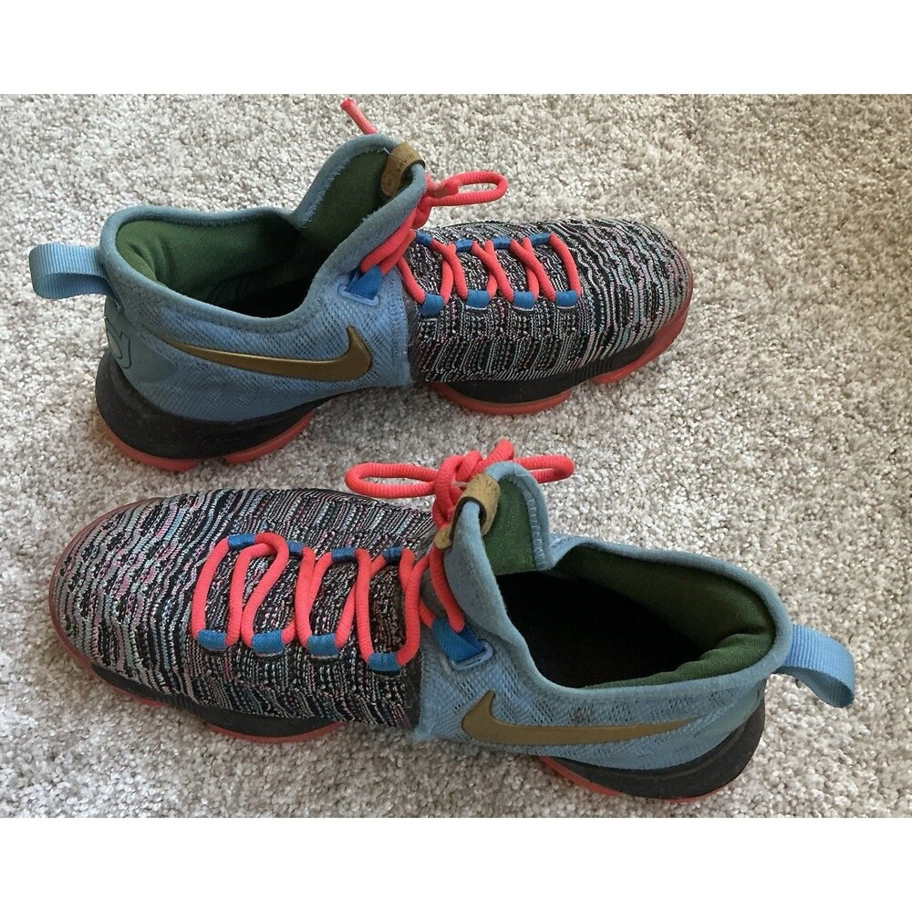Nike Zoom KD 9 Men’s Basketball Sneakers Gold Swoosh 2016 Sz 7.5
